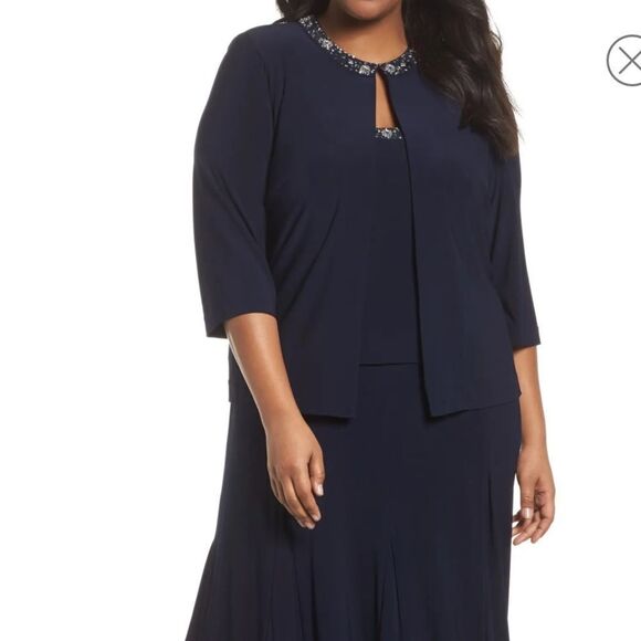 Beaded Dress with Jacket Dusty Pink Midi 2XL - Picture 2 of 9